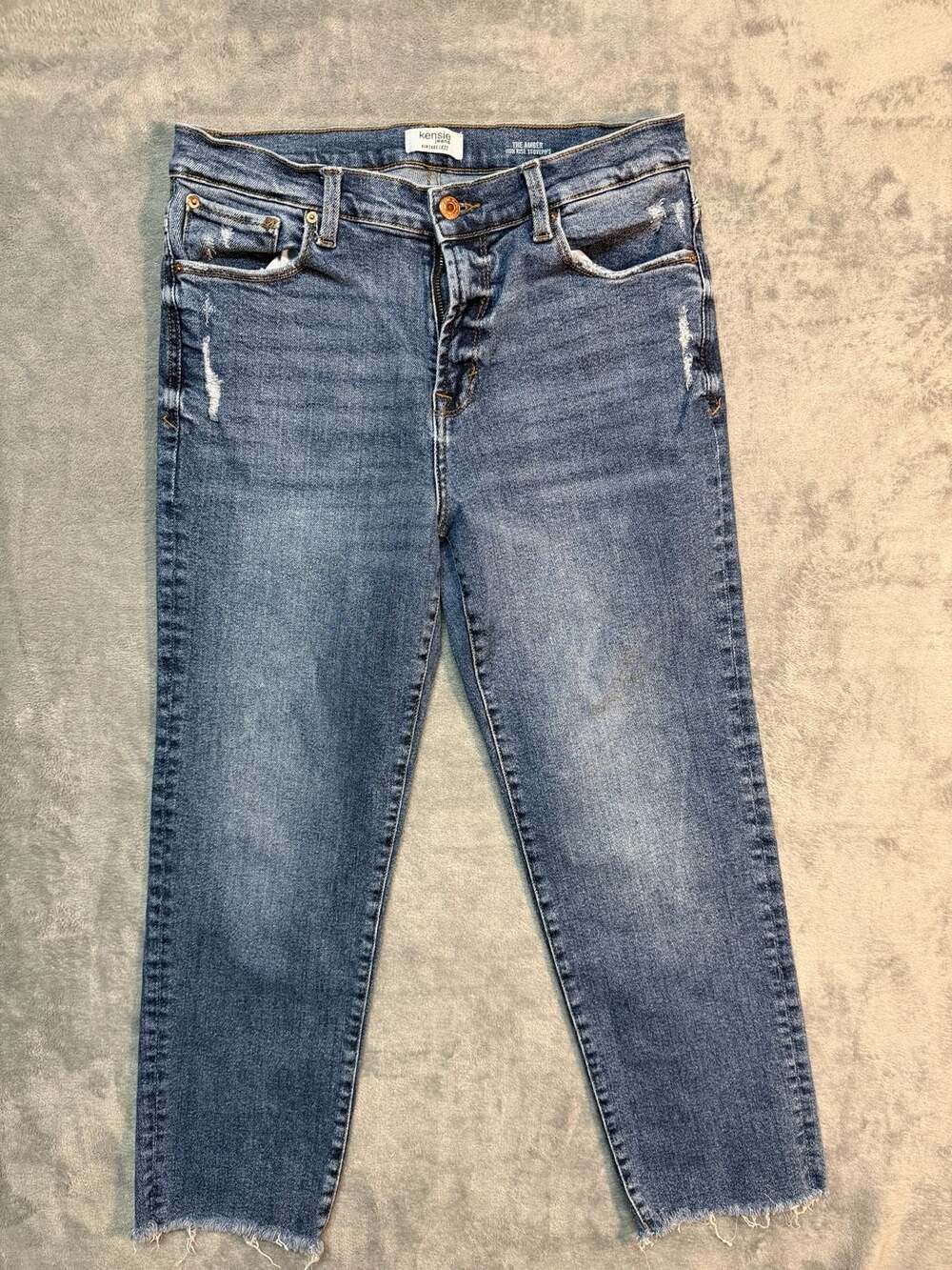 Kensie Jeans The Amber High Rise Stovepipe Distressed Raw Hem Jeans Size 10/30
